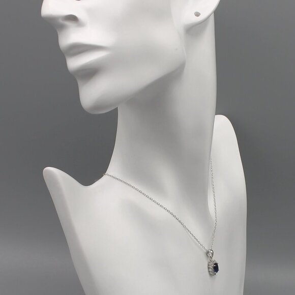 Jewelry pendant necklace sapphire color 925 sterling silver elegant beautiful - Picture 7 of 8